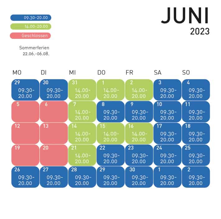 Schwindelfrei Kalender - Öffnungszeiten